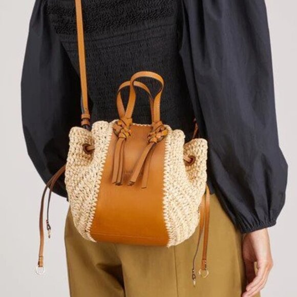 Ulla Johnson Gio Raffia Drawstring Crossbody Bag - Picture 3 of 9